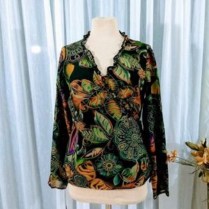 Cato size small multicolor wrap blouse long sleeve